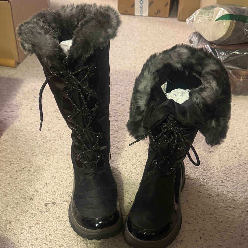 Nine West Black Lace-Up Tall or Fold over  Winter Boots